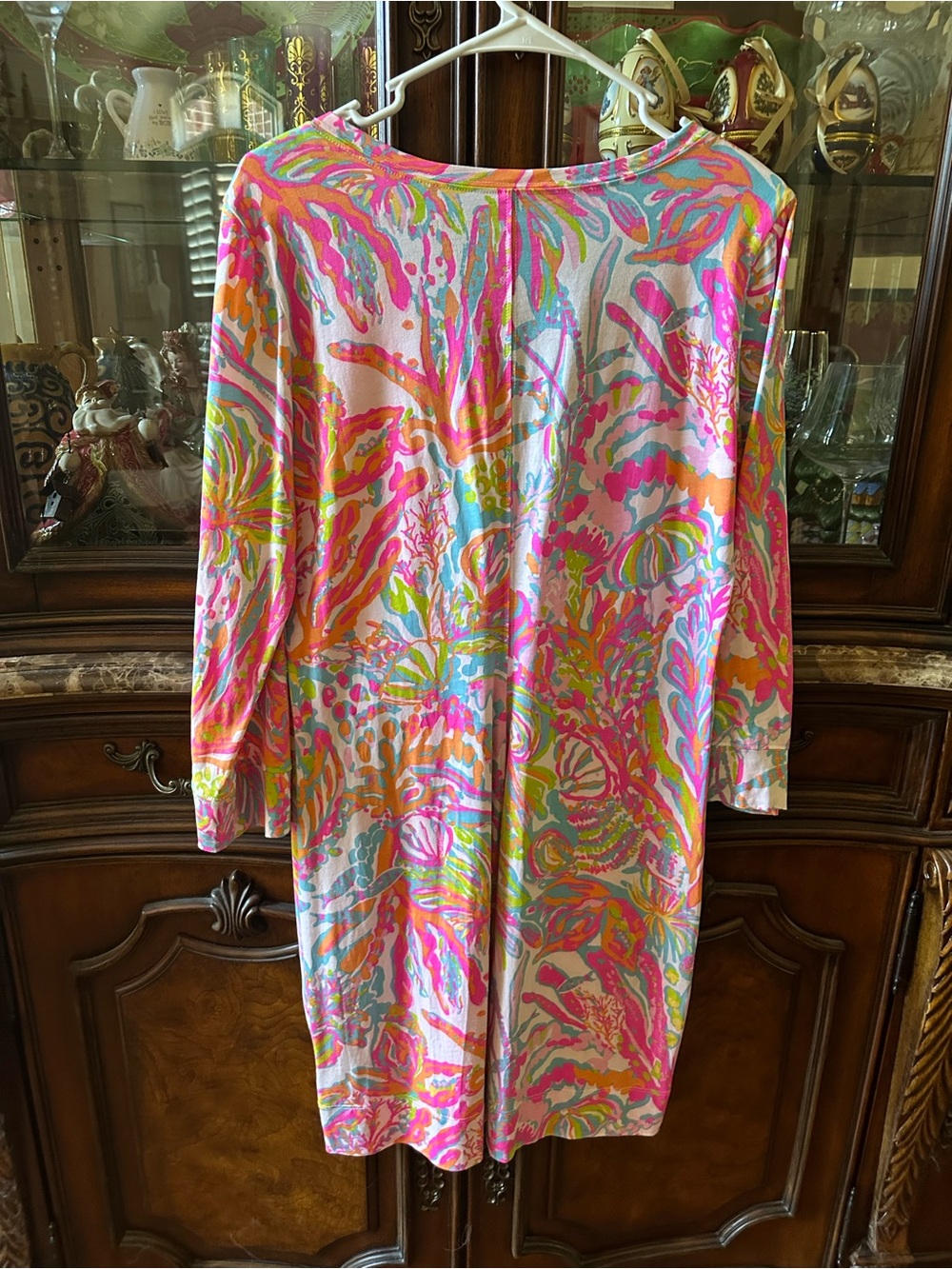 Women’s Pink Multi-Color V-Neck Dress - Picture 2 of 2